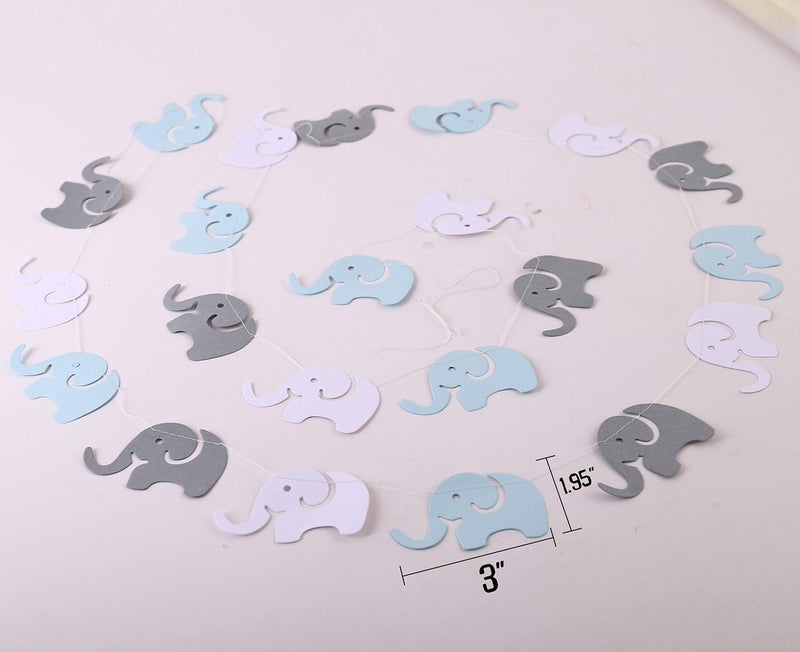 luckylibra Boy baby shower decorations, It is a Boy Banners Elephant Garland and Paper Lantern Paper Flower Pom Poms ï¼ˆBlue White Greyï¼‰ - Image 4